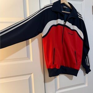 Adidas Vintage Trefoil Track Jacket Red White Navy Blue Zip Men sz Medium